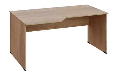 EZL 18 - 166 stůl kancelářský, rohový, levý, dřevěná podnož, deska 18 mm, široký 1600 mm, dub bardolino